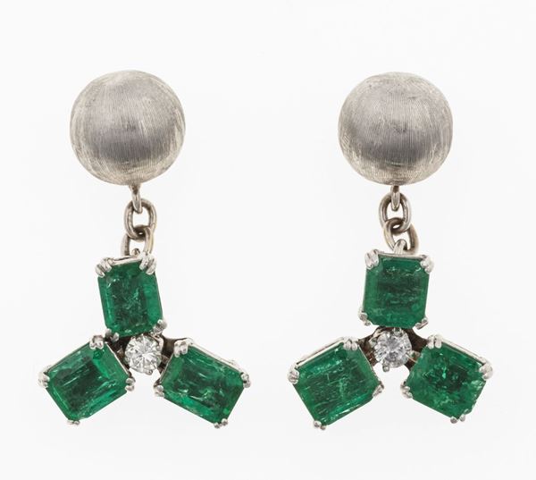 Bottoni da polso con smeraldi Colombia e diamanti