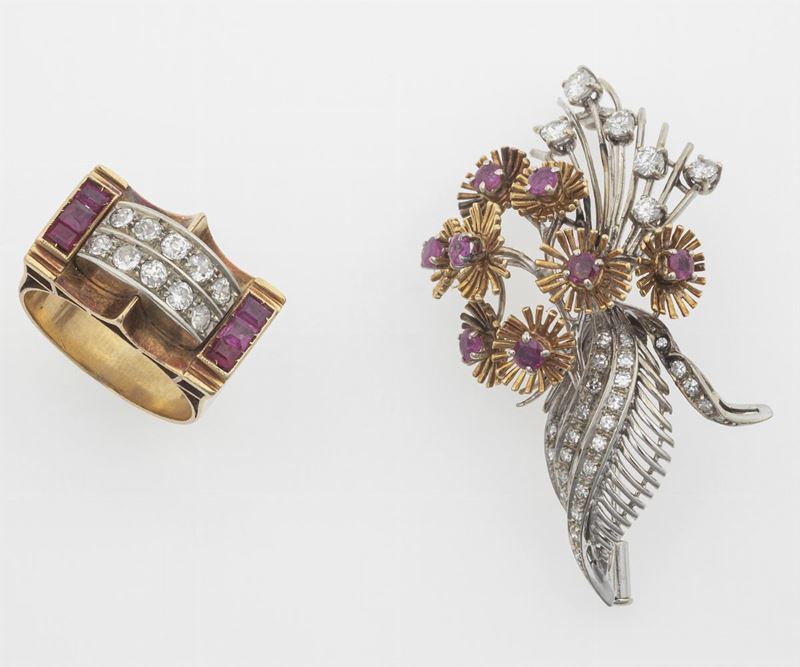Lotto composto da anello e spilla  - Auction Jewels - Timed Auction - Cambi Casa d'Aste