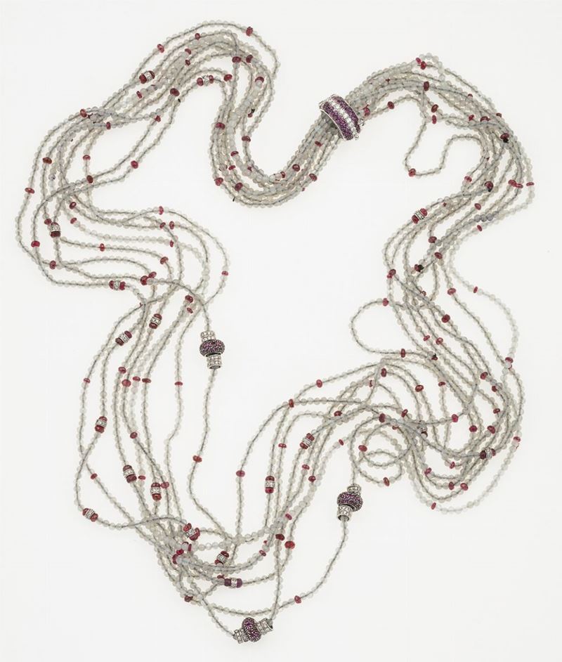Rock crystal, diamond and ruby necklace  - Auction Fine Jewels  - Cambi Casa d'Aste
