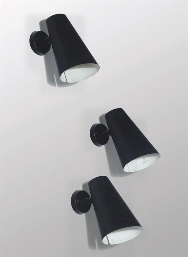 A G. Ostuni, set of three wall lamps, Italy