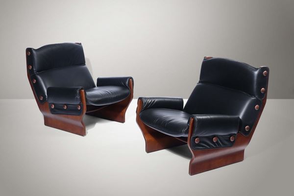 O. Borsani, two mod. Canada P110 armchairs, Italy