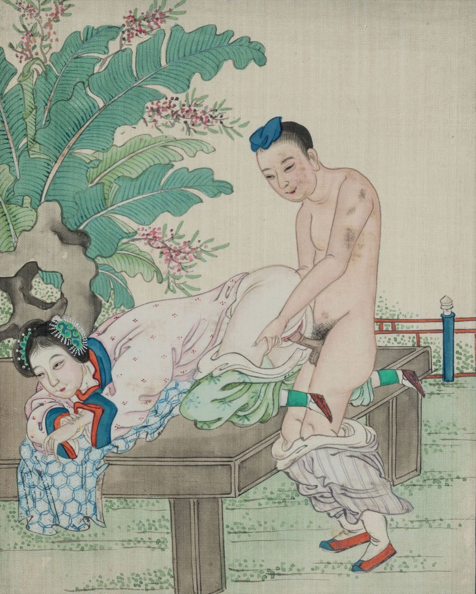 Nove Dipinti su Carta Raffiguranti Scene Erotiche, Cina, Dinastia Qing, XIX Secolo