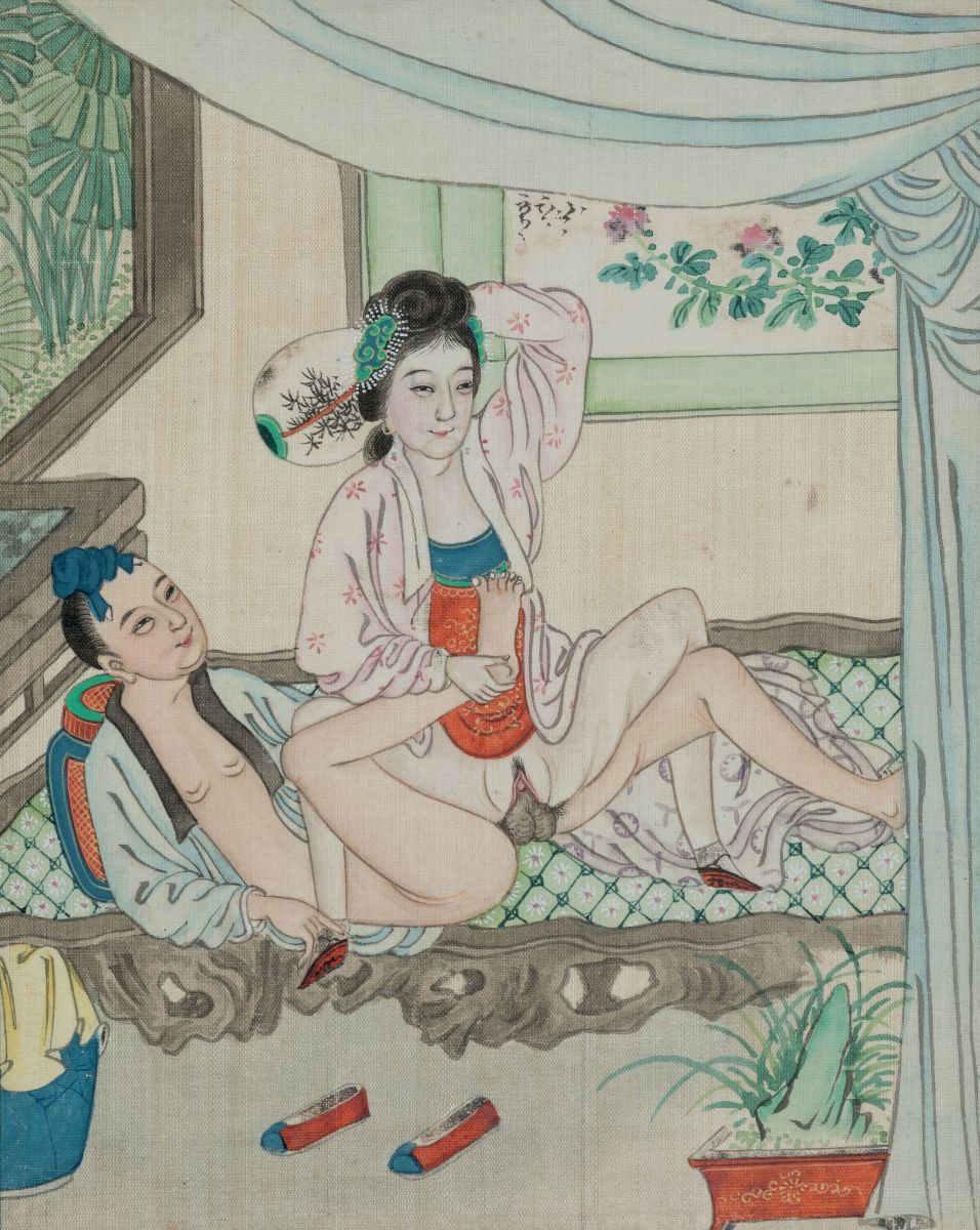 Nove Dipinti su Carta Raffiguranti Scene Erotiche, Cina, Dinastia Qing, XIX Secolo