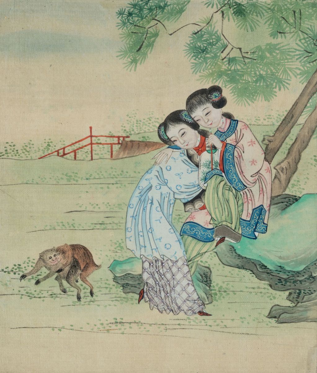 Nove Dipinti su Carta Raffiguranti Scene Erotiche, Cina, Dinastia Qing, XIX Secolo