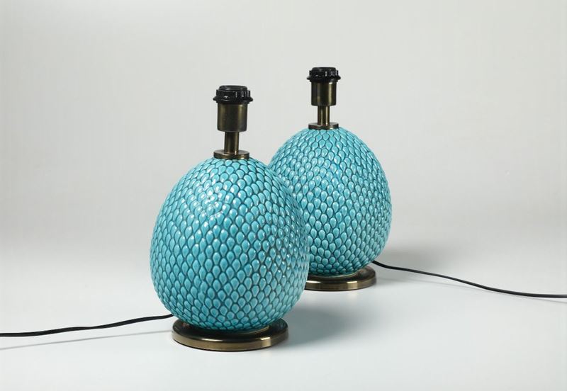 Two table lamps, Italy, 1960s, 36x22cm  - Auction Design - Cambi Casa d'Aste