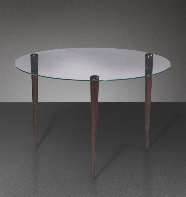 E. Paolucci, a glass and wood table, Italy, 1930s