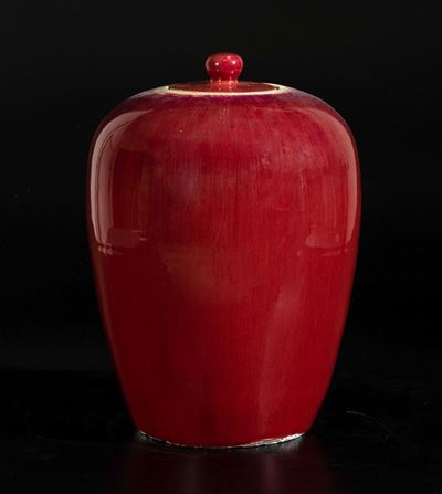 Potiche in Porcellana Monocroma Sangue di Bue, Cina, Dinastia Qing, Epoca Guangxu (1875-1908)