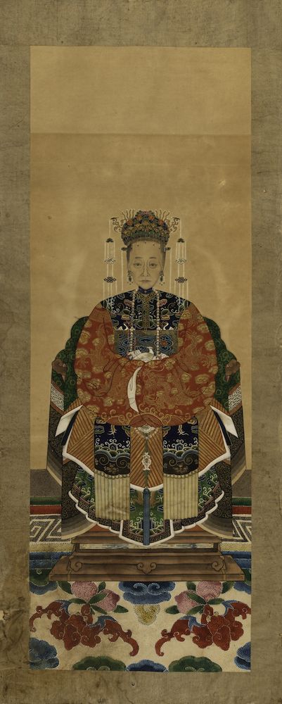 Dipinto su Carta Raffigurante Imperatrice, Cina, Dinastia Qing, XIX Secolo
