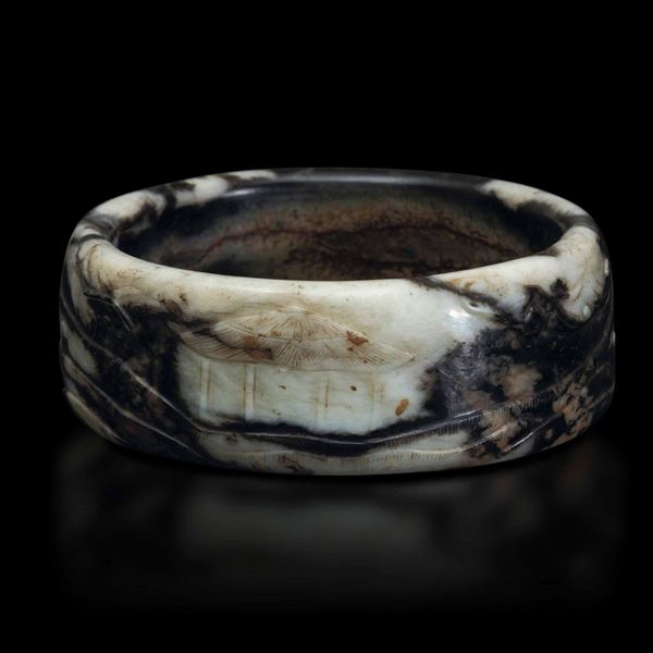 A jade and russet bracelet, China, Qing Dynasty