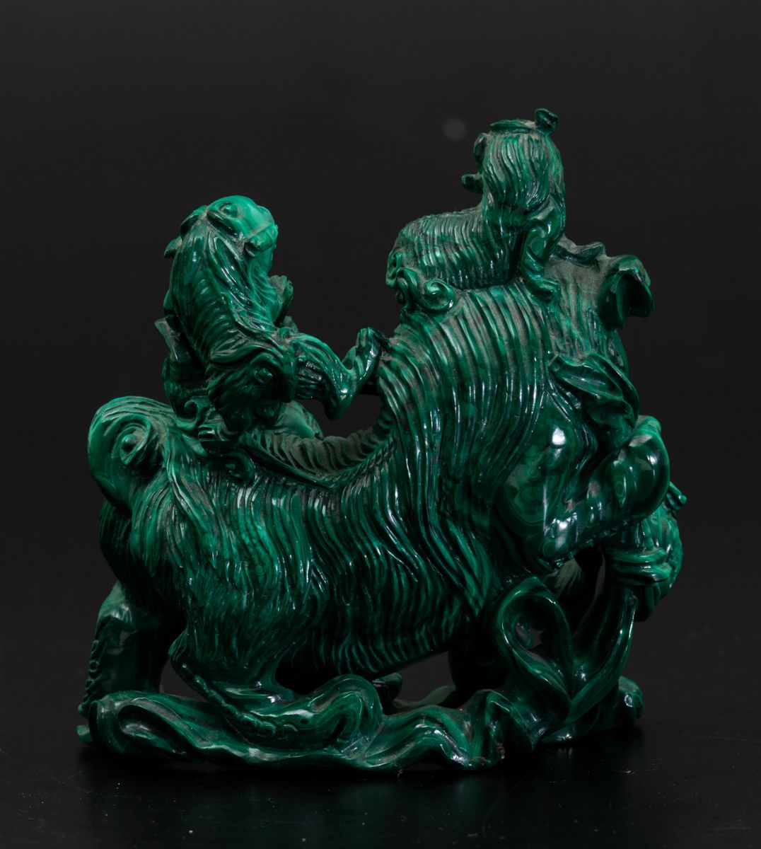 Gruppo Scolpito in Malachite con Cani di Pho, Cina, Inizi XX Secolo