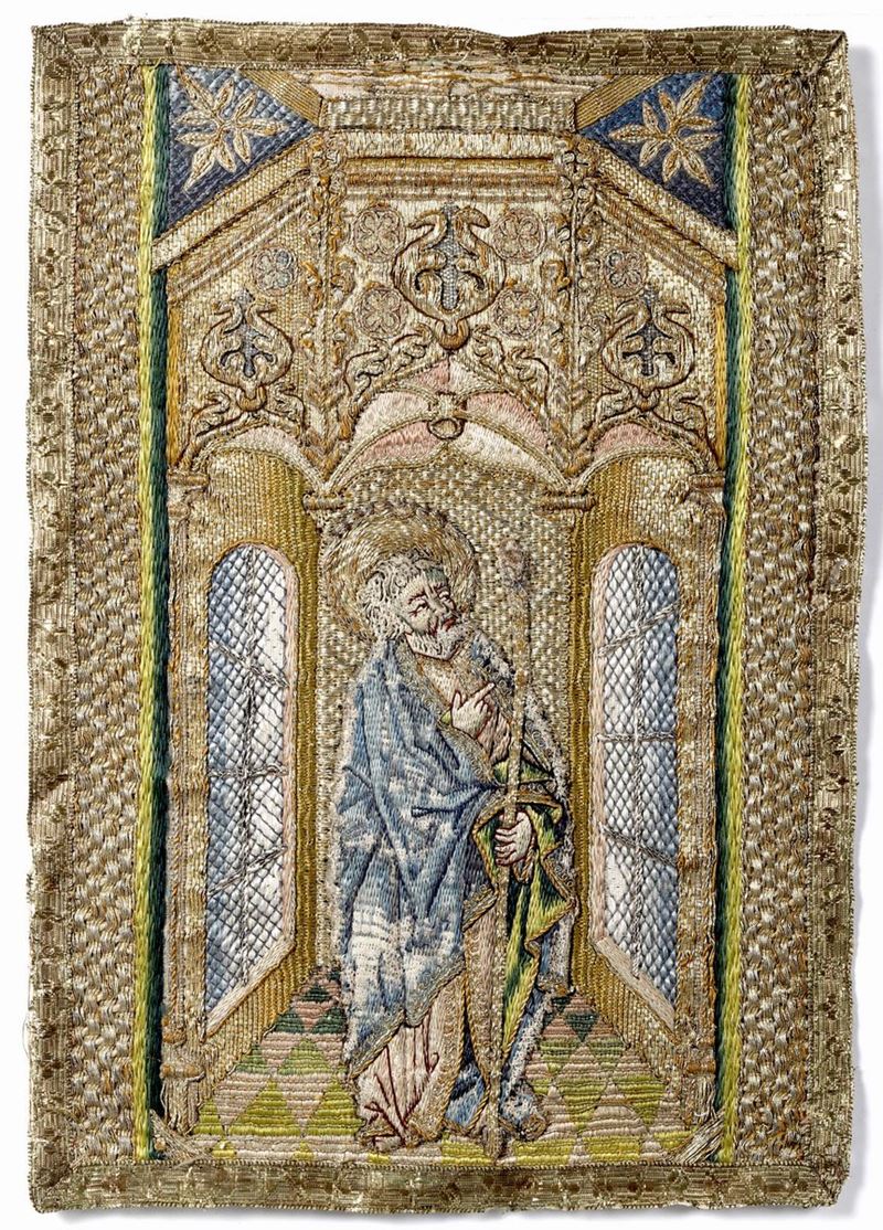 Ricamo a fili dorati fine XIX secolo  - Auction Carpets - Time Auction - Cambi Casa d'Aste