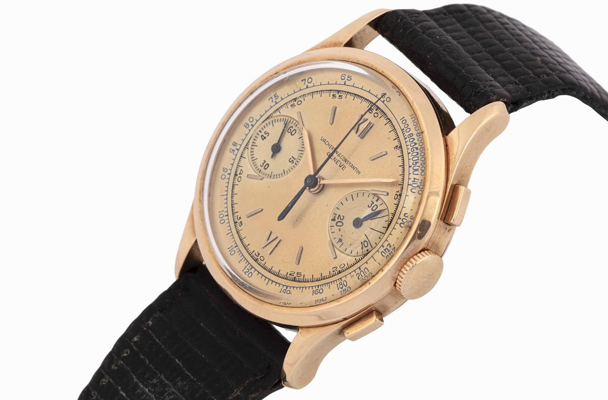 Vacheron & Constantin - Elegante Orologio da Polso in Oro Rosa con Cronografo, Numeri Romani al 6...