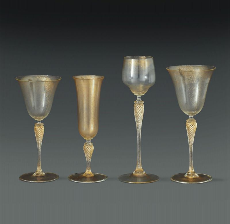 Parte di servizio di bicchieri già proprietà di S.A.R. la Principessa Maria Beatrice di Savoia Murano, 1900 circa  - Asta L'Art de la Table - Cambi Casa d'Aste