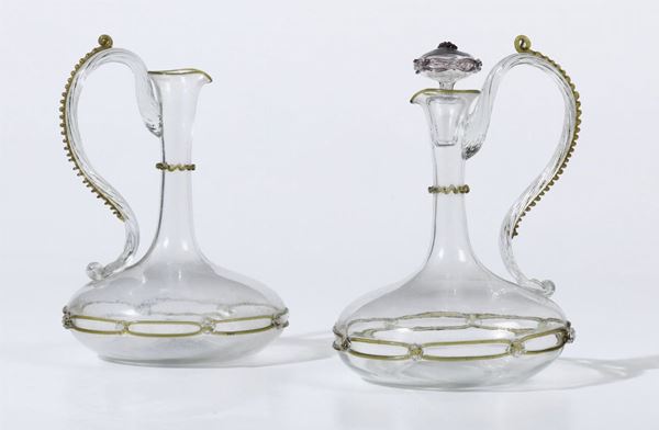 Coppia di ampolle in vetro di Murano, inizi XIX secolo