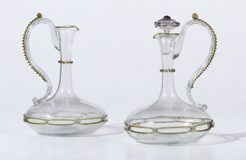 Coppia di ampolle in vetro di Murano, inizi XIX secolo - Asta Antiquariato  II - Asta a Tempo 