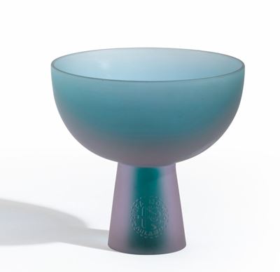 Flavio Poli, Coppa pubblicitaria in vetro sommerso (Seguso Vetri d’Arte), Murano, 1960 ca