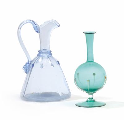 Vetro di Murano (ca. 1930), caraffa e vaso solifleur in vetro soffiato
