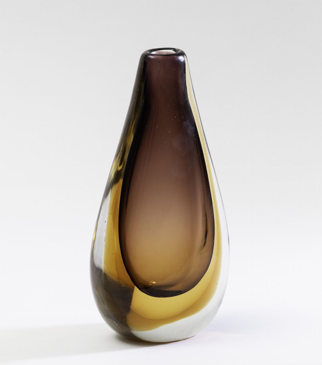 Flavio Poli, Seguso Vetri d’Arte, Vaso a goccia in vetro sommerso, Murano (circa 1950)