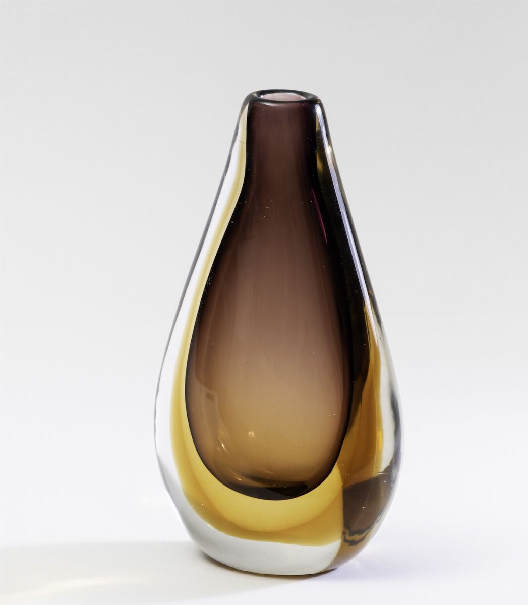 Flavio Poli, Seguso Vetri d’Arte, Vaso a goccia in vetro sommerso, Murano (circa 1950)