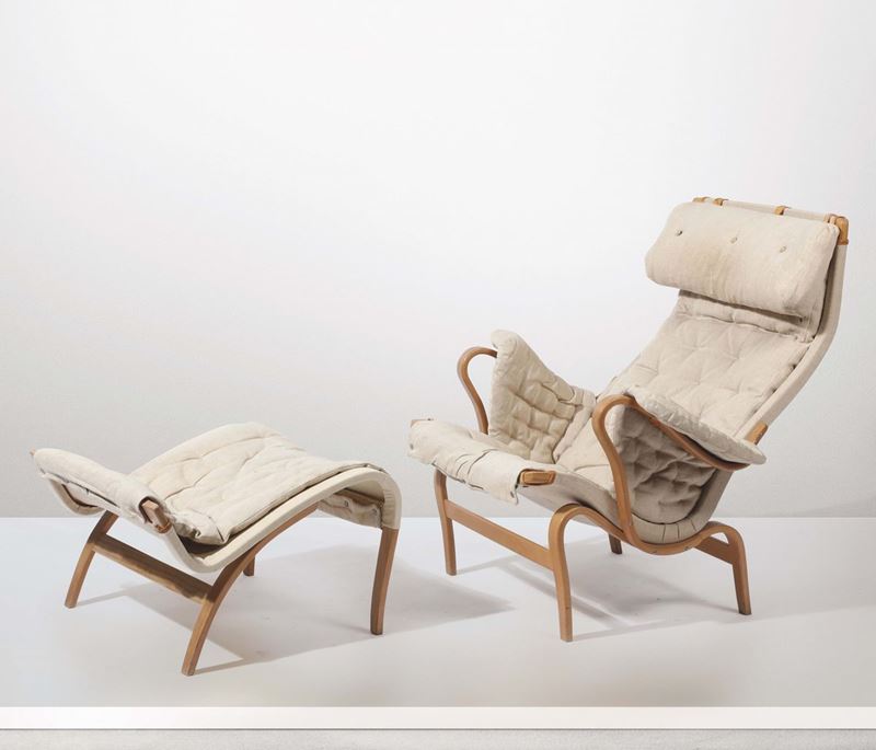 B. Mathsson, an armchair and a footstool, Italy  - Auction Design Lab - Cambi Casa d'Aste