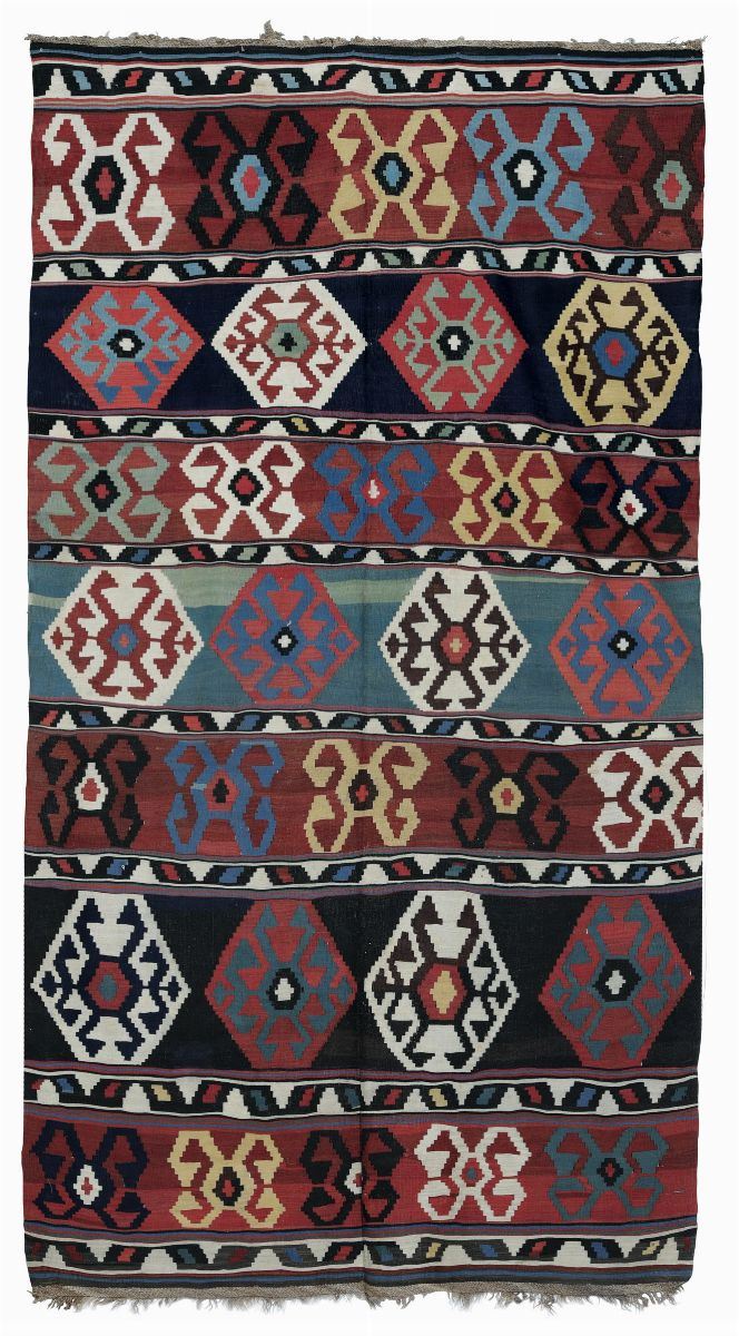 Kilim Kazak, Caucaso seconda metà XIX secolo  - Auction antique rugs - Cambi Casa d'Aste