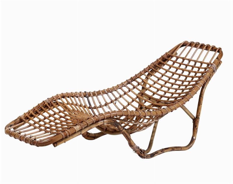 A wicker chaise long, Italy, 1950s  - Auction Design - Cambi Casa d'Aste