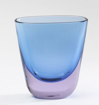 Flavio Poli, Seguso Vetri d’Arte, Vaso in vetro sommerso azzurro e indaco (Murano, circa 1950)