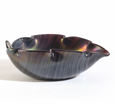 Tyra Lundgren, Foglia decorativa Venini in vetro soffiato, Murano (ca. 1950)
