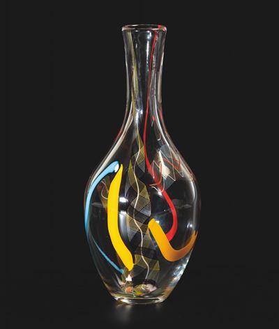 Dino Martens, Aureliano Toso (Murano), Vaso in vetro con canne policrome e zanfirico