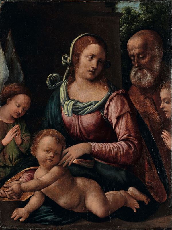 Martino Piazza - Martino Piazza (Lodi 1475/80-1523) Sacra Famiglia e due angeli