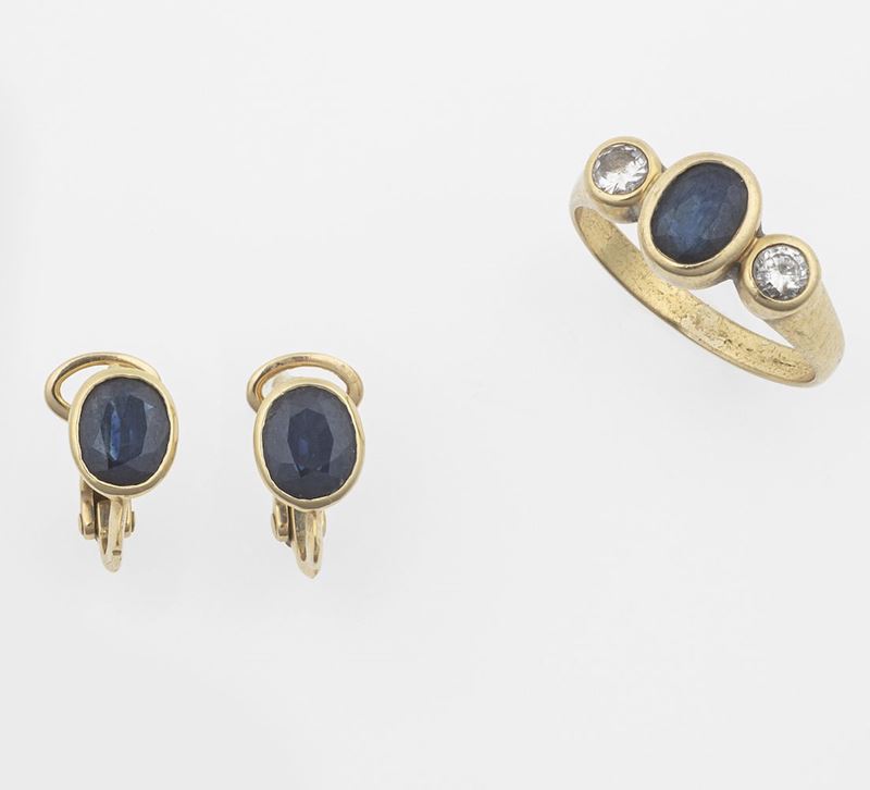 Anello ed orecchini con zaffiri e diamanti  - Auction Jewels - Timed Auction - Cambi Casa d'Aste