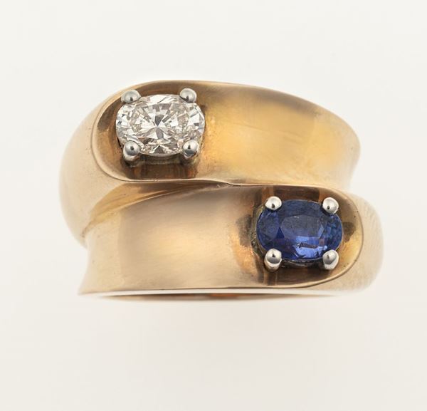 Sapphire and diamond ring. Signed and numbered Boucheron 36072