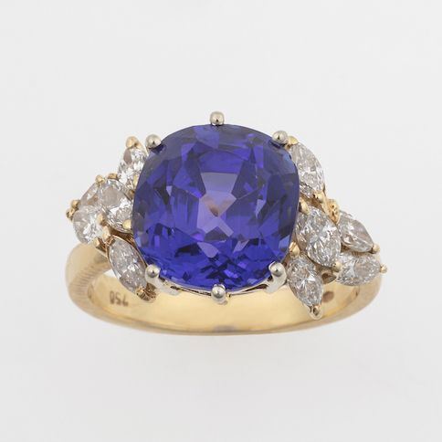 Anello con tanzanite e diamanti taglio navette  - Auction Jewels - Time Auction - Cambi Casa d'Aste