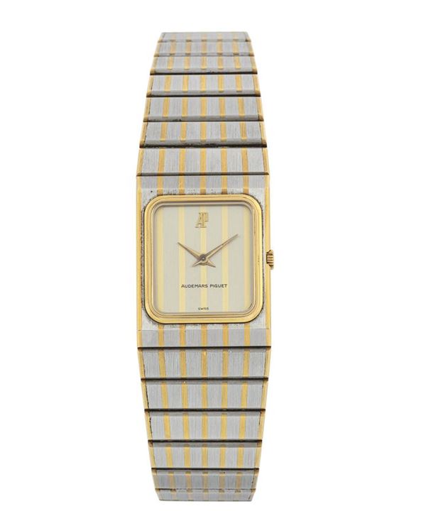 AUDEMARS PIGUET - Elegante orologio da polso quadrato in oro giallo e acciaio.