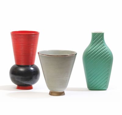 Giovanni Gariboldi, Vasi in ceramica a colaggio con smalti policromi e foglia oro, San Cristoforo...
