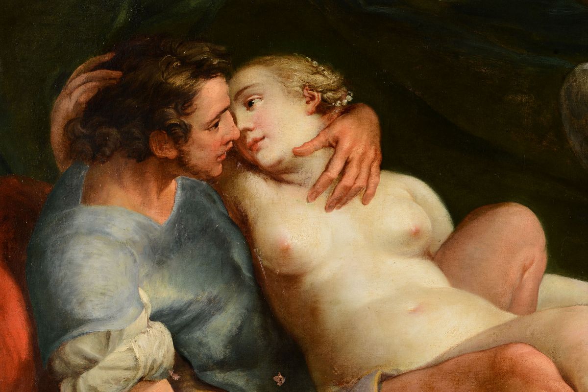Scuola Bolognese del XVIII Secolo Venere e Marte Scoperti da Vulcano