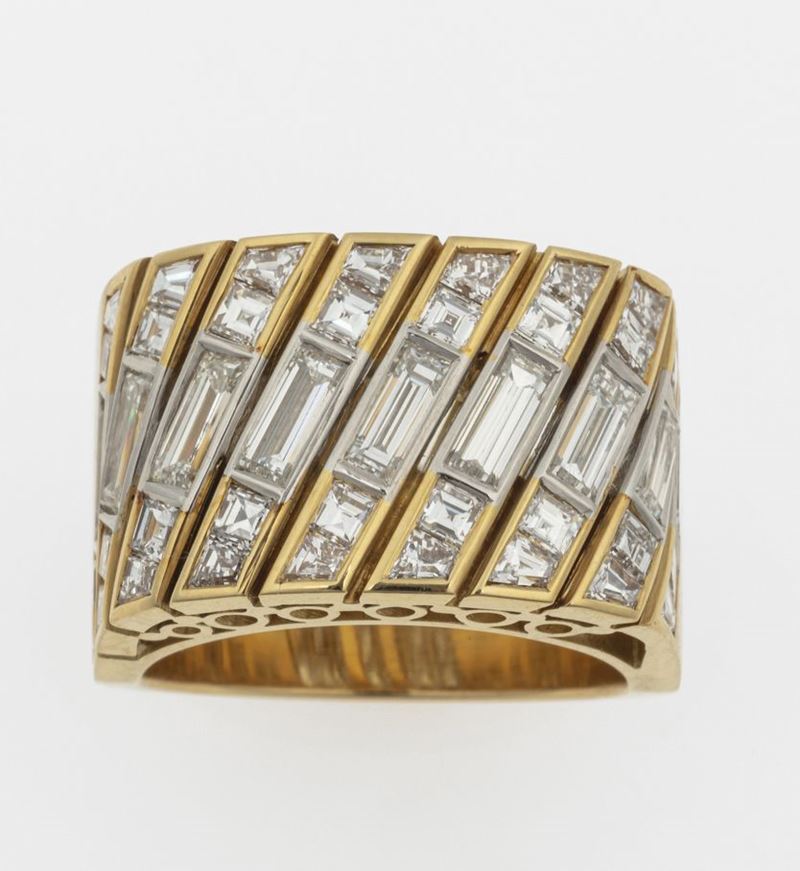 Diamond, gold and platinum ring. Signed Enrico Cirio  - Auction Fine Jewels  - Cambi Casa d'Aste