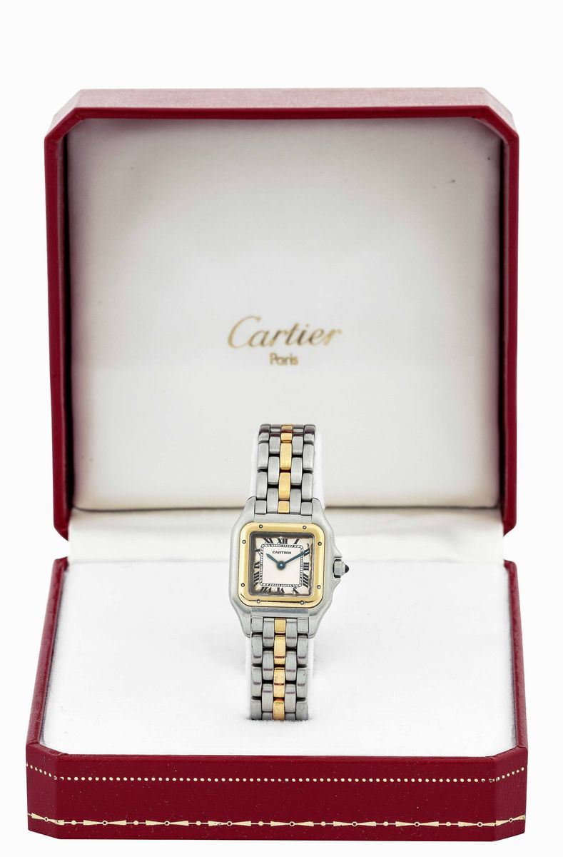 CARTIER - Stainless steel and yellow gold Santos wristwatch with roman numbers. Equipped with original box.  - Auction Important Wristwatches and Pocket Watches - Cambi Casa d'Aste
