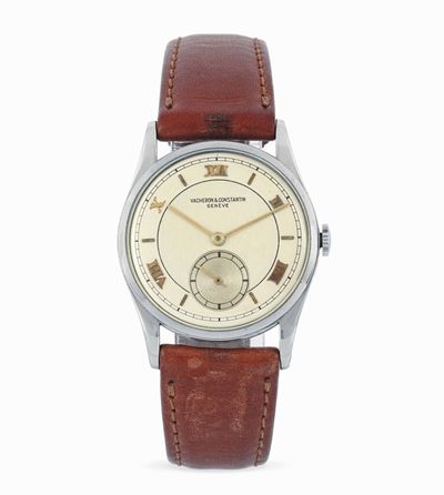 Vacheron & Constantin - Orologio da Polso in Acciaio con Numeri Romani e Indici; Cronografo al 6.