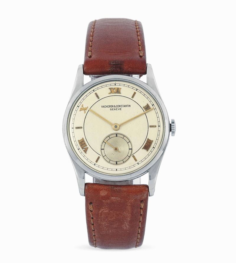 VACHERON & CONSTANTIN - Stainless steel wristwatch with roman numbers and indices; chronograph at 6 o'clock.  - Auction Important Wristwatches and Pocket Watches - Cambi Casa d'Aste