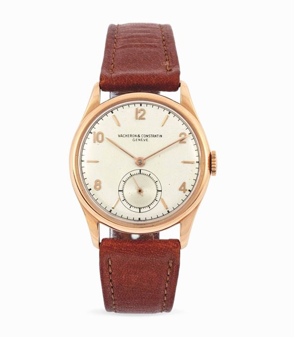 VACHERON & CONSTANTIN - Rose gold wristwatch with chronograph at 6 o'clock.