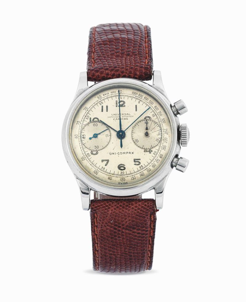 UNIVERSAL GENEVE - Stainless steel wristwatch with tachymeter scale.  - Auction Important Wristwatches and Pocket Watches - Cambi Casa d'Aste