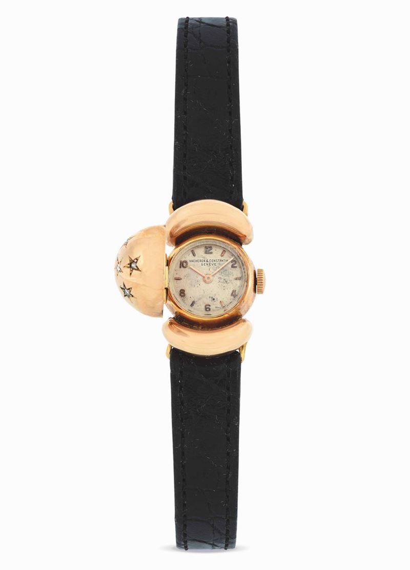 VACHERON & CONSTANTIN - Particular rose gold lady wristwatch with a dome-shape dial cover adorned with brilliant stars.  - Auction Important Wristwatches and Pocket Watches - Cambi Casa d'Aste