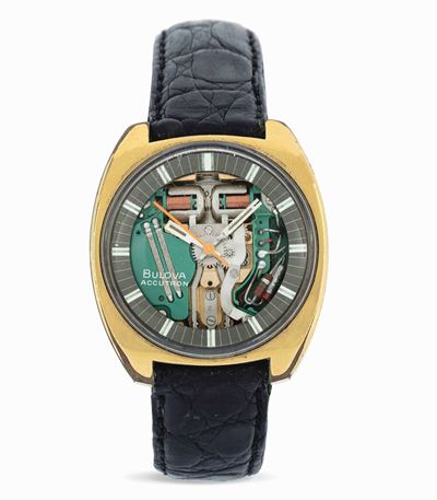 Bulova - Orologio da Polso Placcato in Oro Giallo con Movimento Scheletrato.