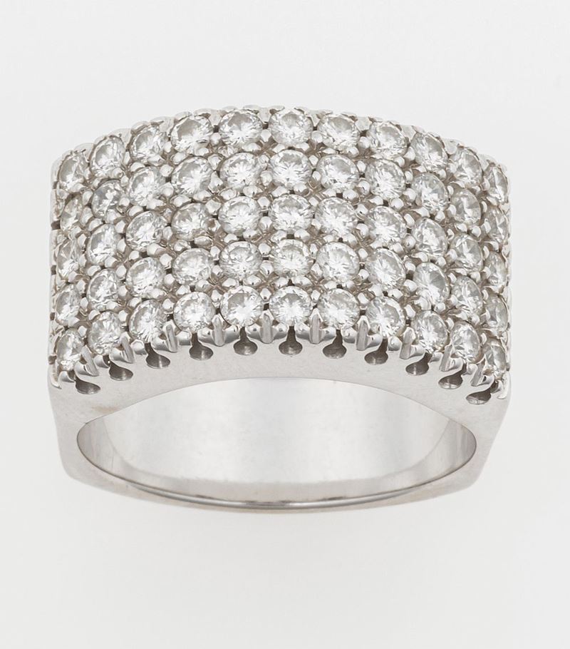 Anello a fascia con diamanti taglio brillante  - Auction Jewels - Timed Auction - Cambi Casa d'Aste