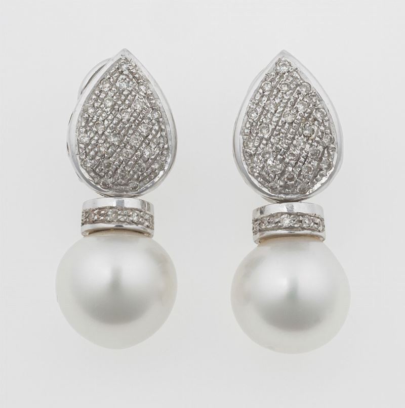 Orecchini con perle e diamanti  - Auction Jewels - Timed Auction - Cambi Casa d'Aste