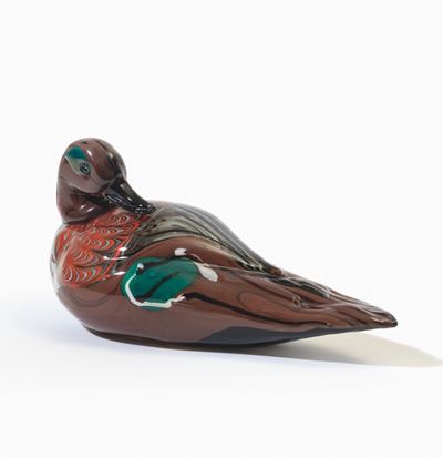 Toni Zuccheri, Figura di anatra in paste vitree policrome per Venini (Murano, 1960 ca.)