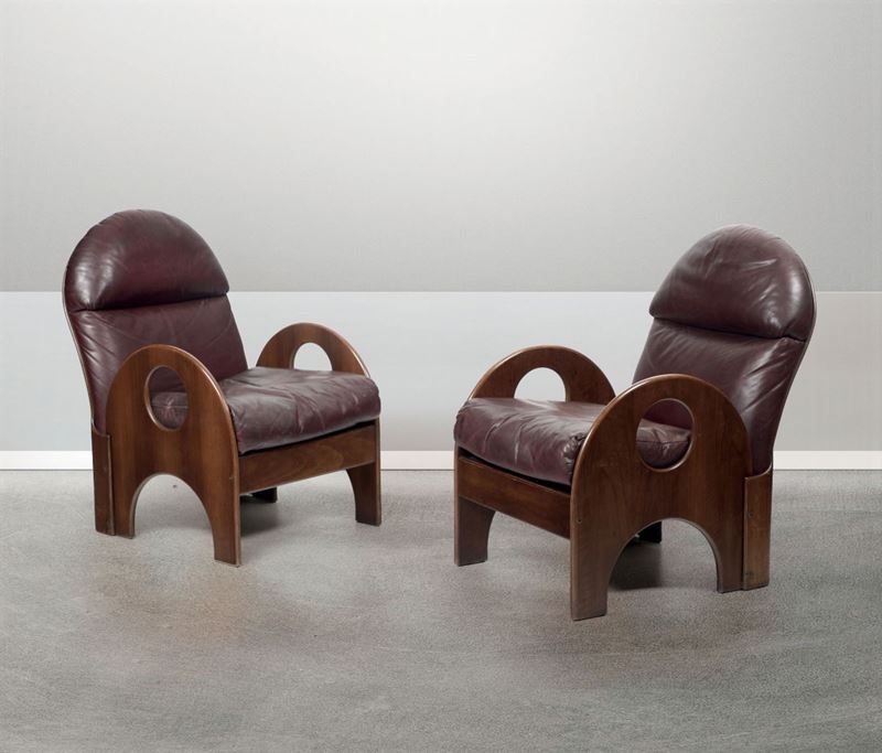 G. Aulenti, two mod. Arcata armchairs, Italy, 1968  - Auction Design - Cambi Casa d'Aste