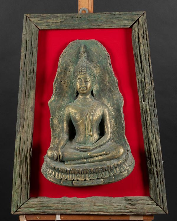 A stucco stele with Buddha Sakyamuni, Thailand