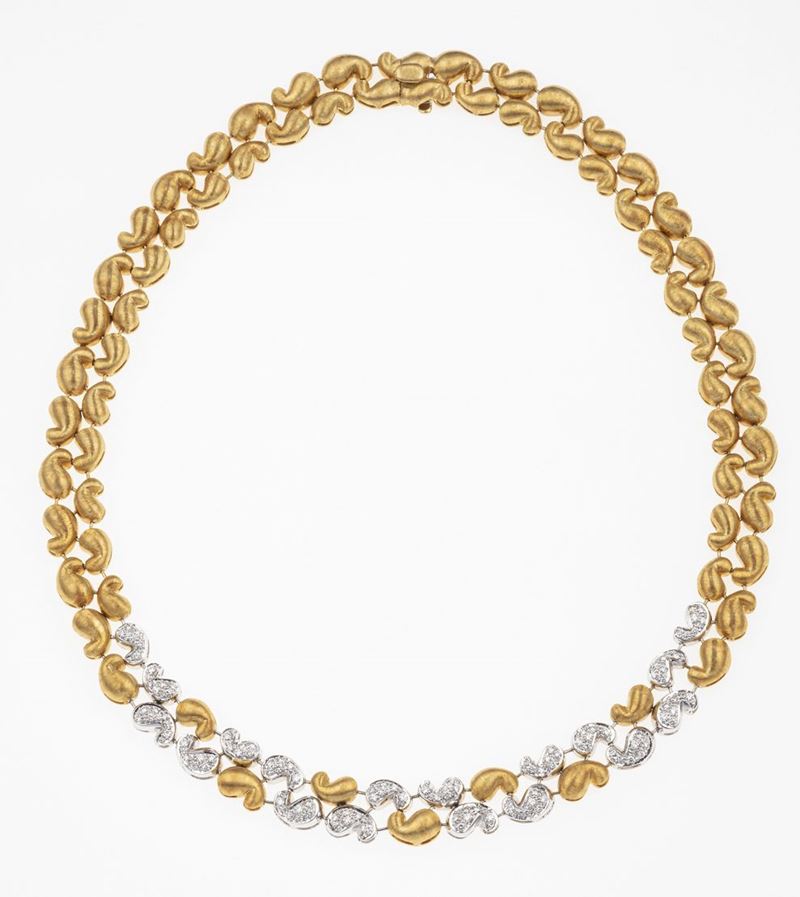 Gold and diamond necklace. Signed M. Buccellati. Fitted case  - Auction Fine Jewels  - Cambi Casa d'Aste